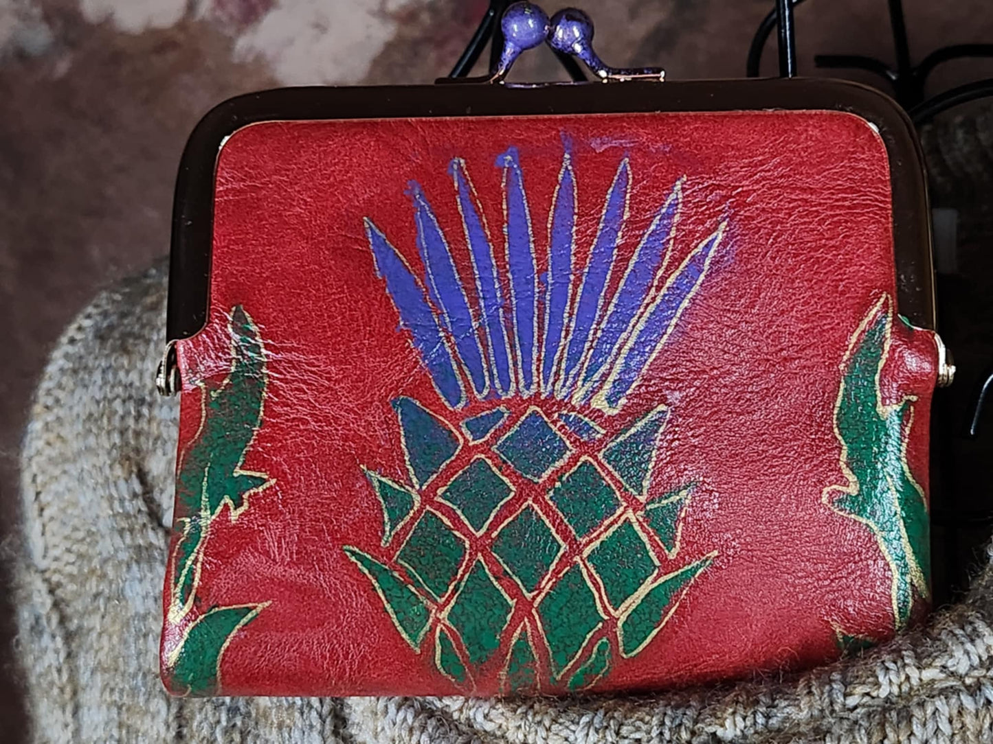 Scottish Thistle Purse (Handpainted)