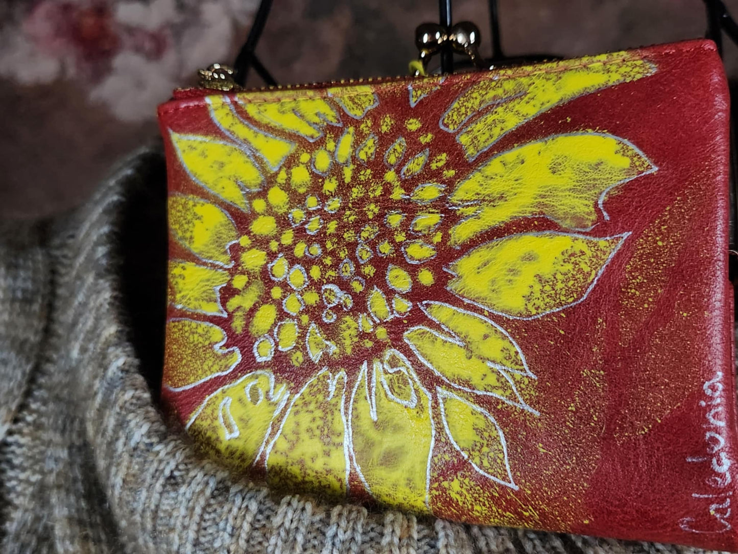 Sunflower Purse (Handpainted) (Red)