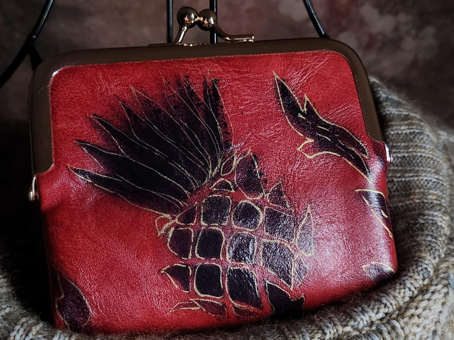 Scottish Thistle Purse (Handpainted) (Red)