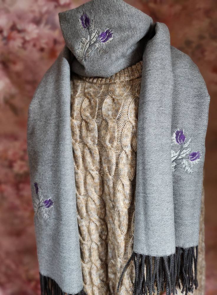 "Caledonian Mist"gray cashmere scarf