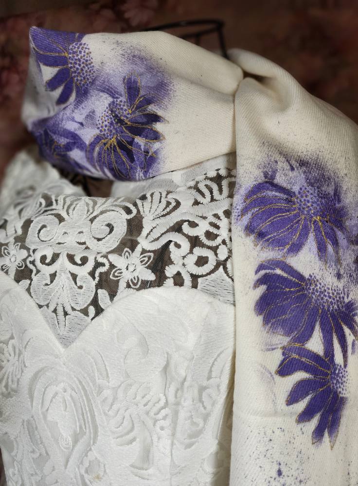 Wedding Scarf (Handpainted Thistle)