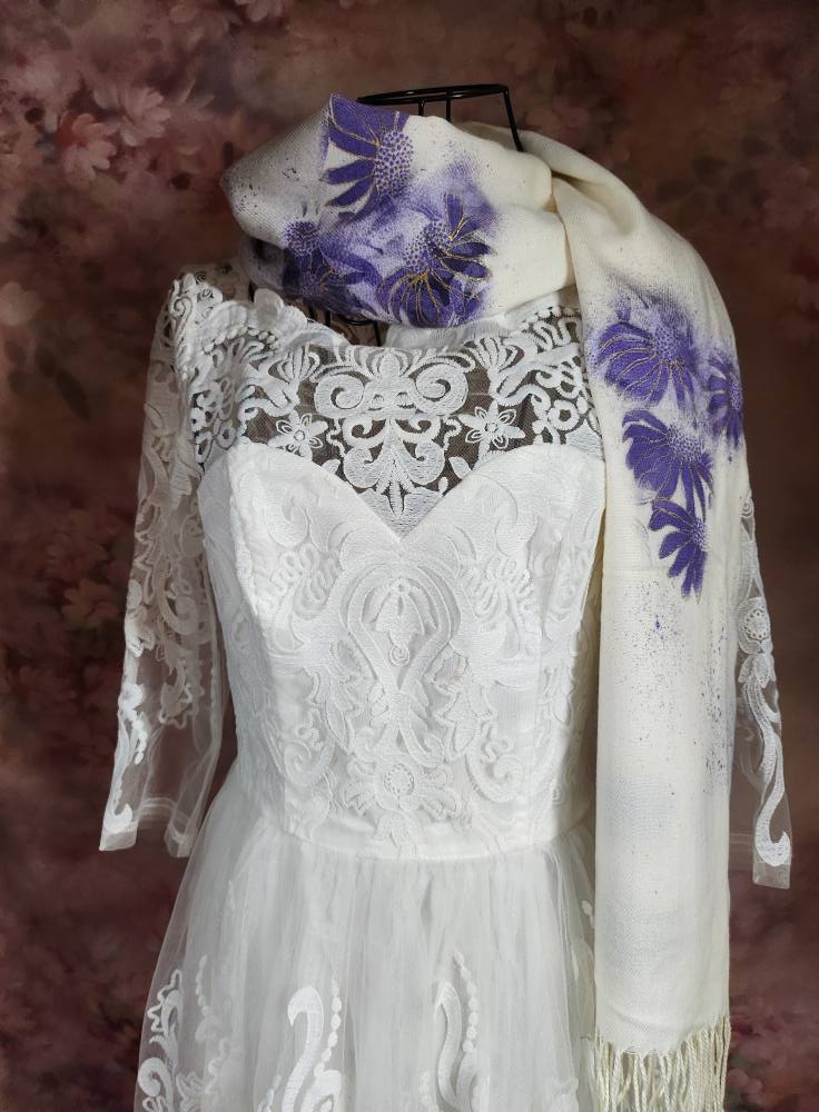 Wedding Scarf (Handpainted Thistle)