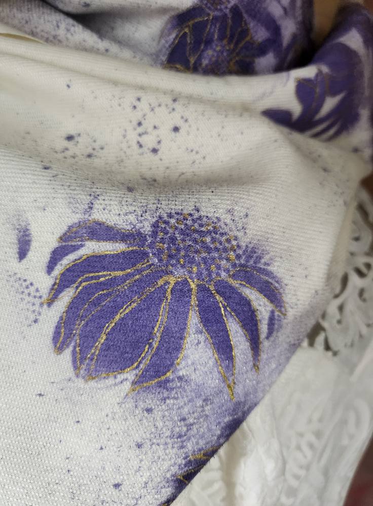 Wedding Scarf (Handpainted Thistle)