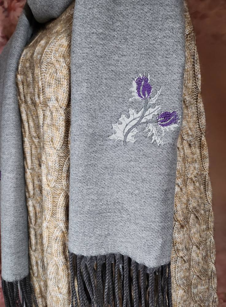 "Caledonian Mist"gray cashmere scarf