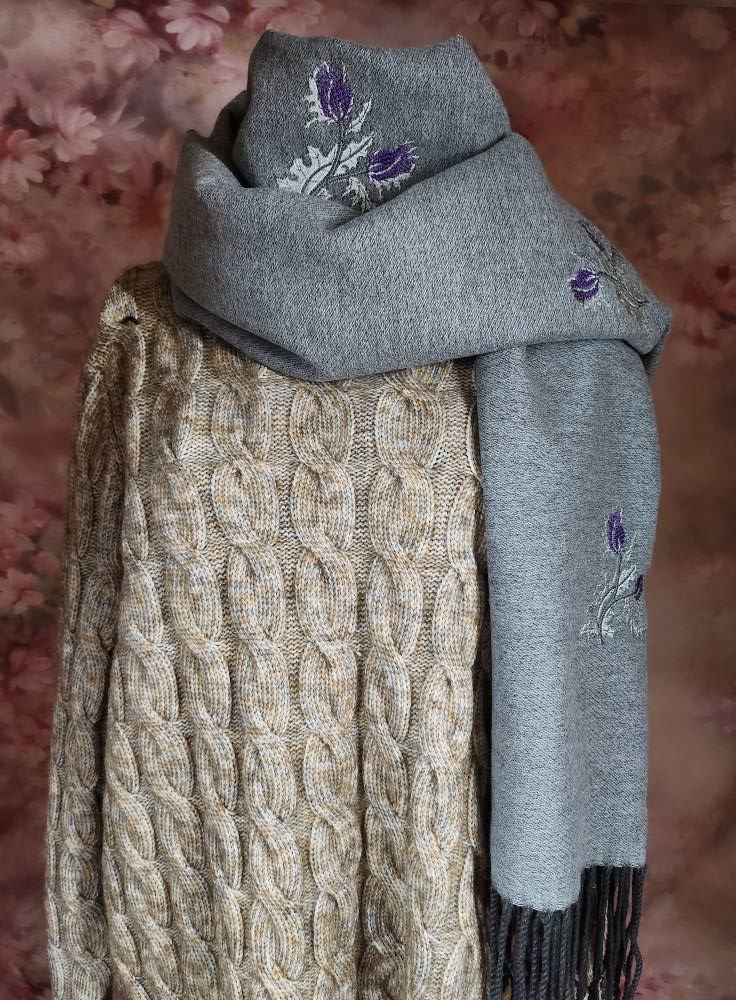 "Caledonian Mist"gray cashmere scarf