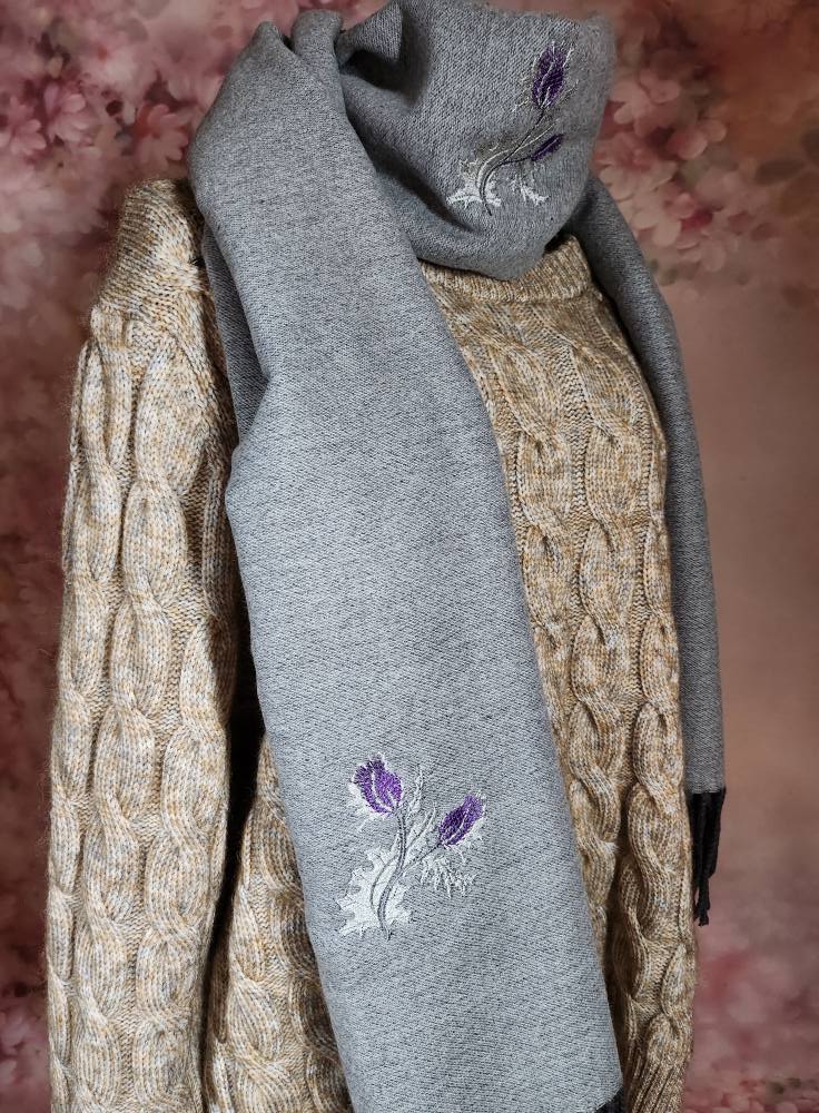 "Caledonian Mist"gray cashmere scarf