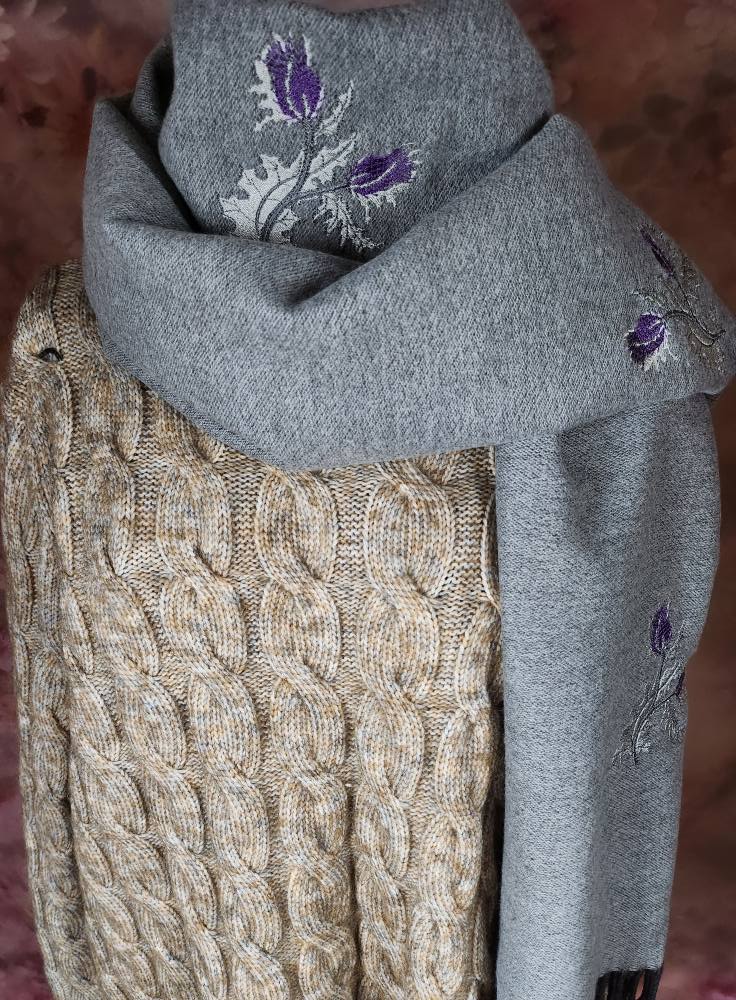 "Caledonian Mist"gray cashmere scarf