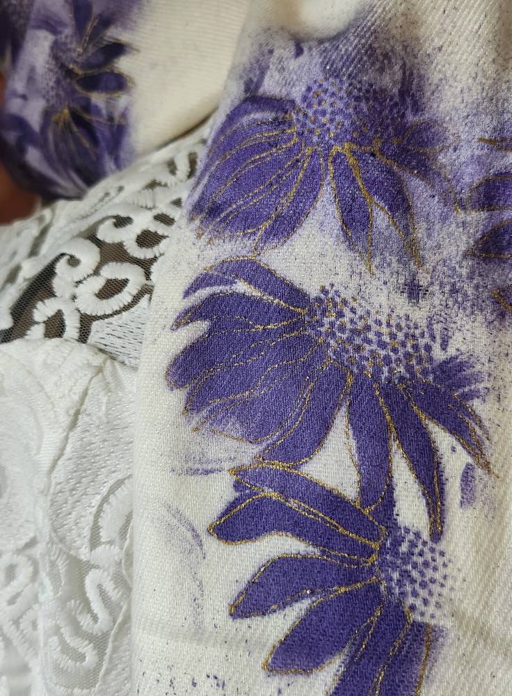 Wedding Scarf (Handpainted Thistle)
