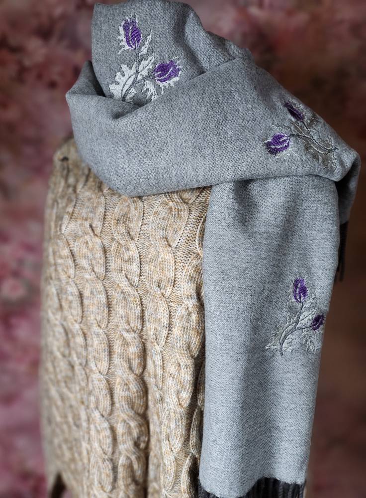 "Caledonian Mist"gray cashmere scarf