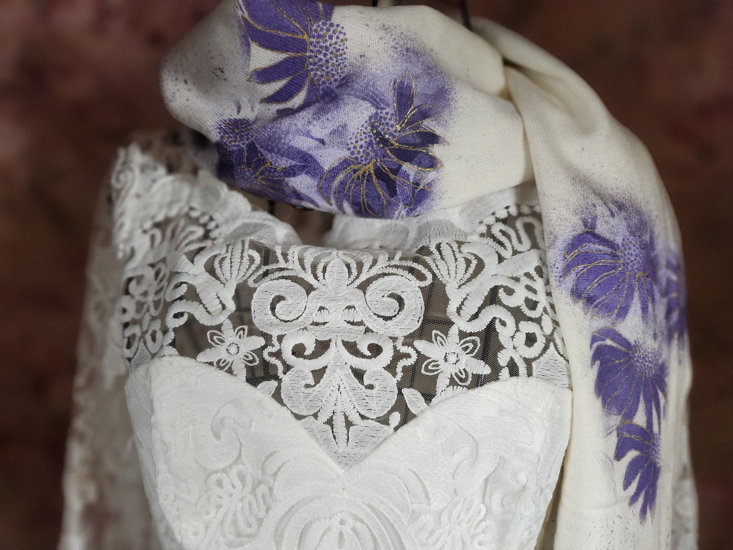 Wedding Scarf (Handpainted Thistle)