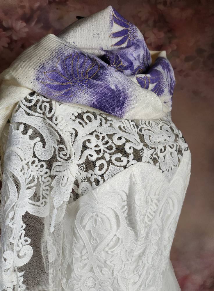 Wedding Scarf (Handpainted Thistle)