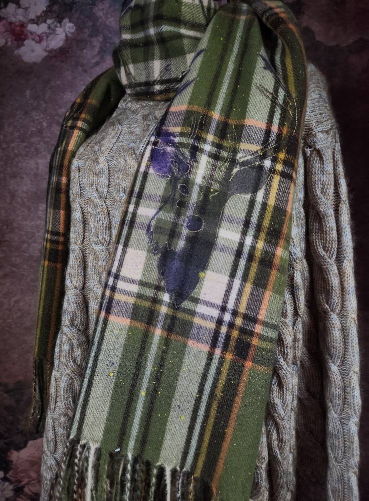 Tartan cashmere scarf "Celtic Stag"