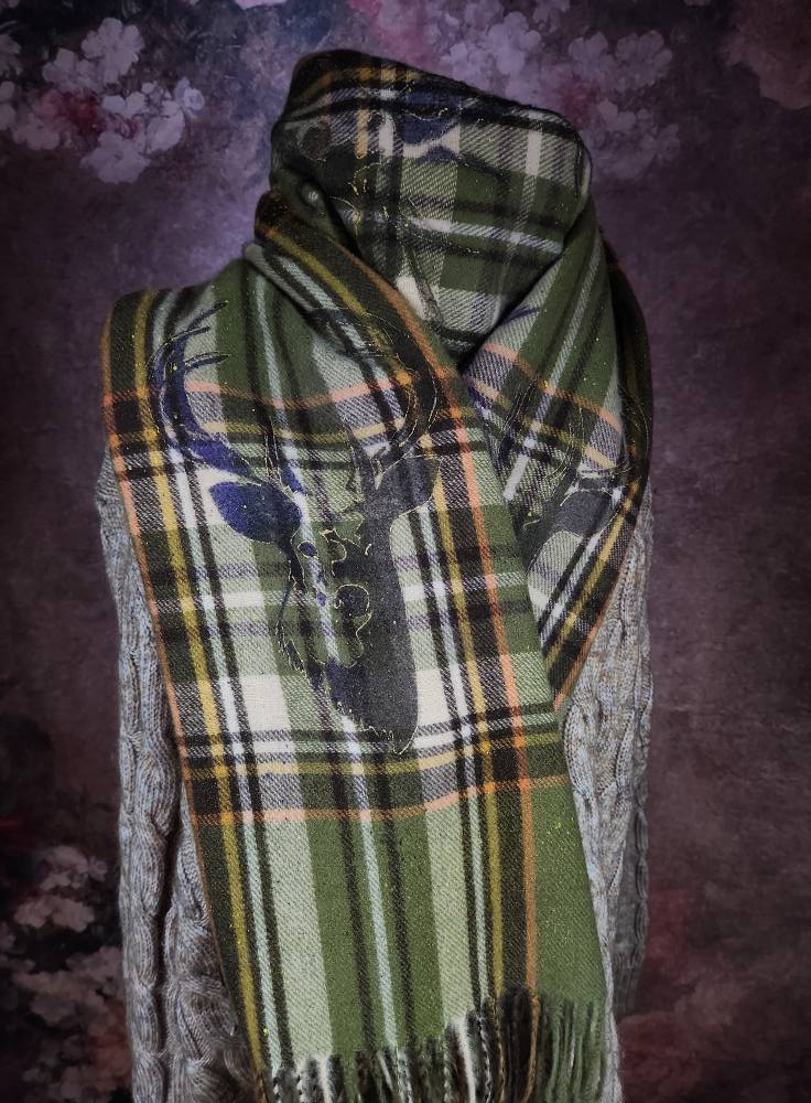 Tartan cashmere scarf "Celtic Stag"