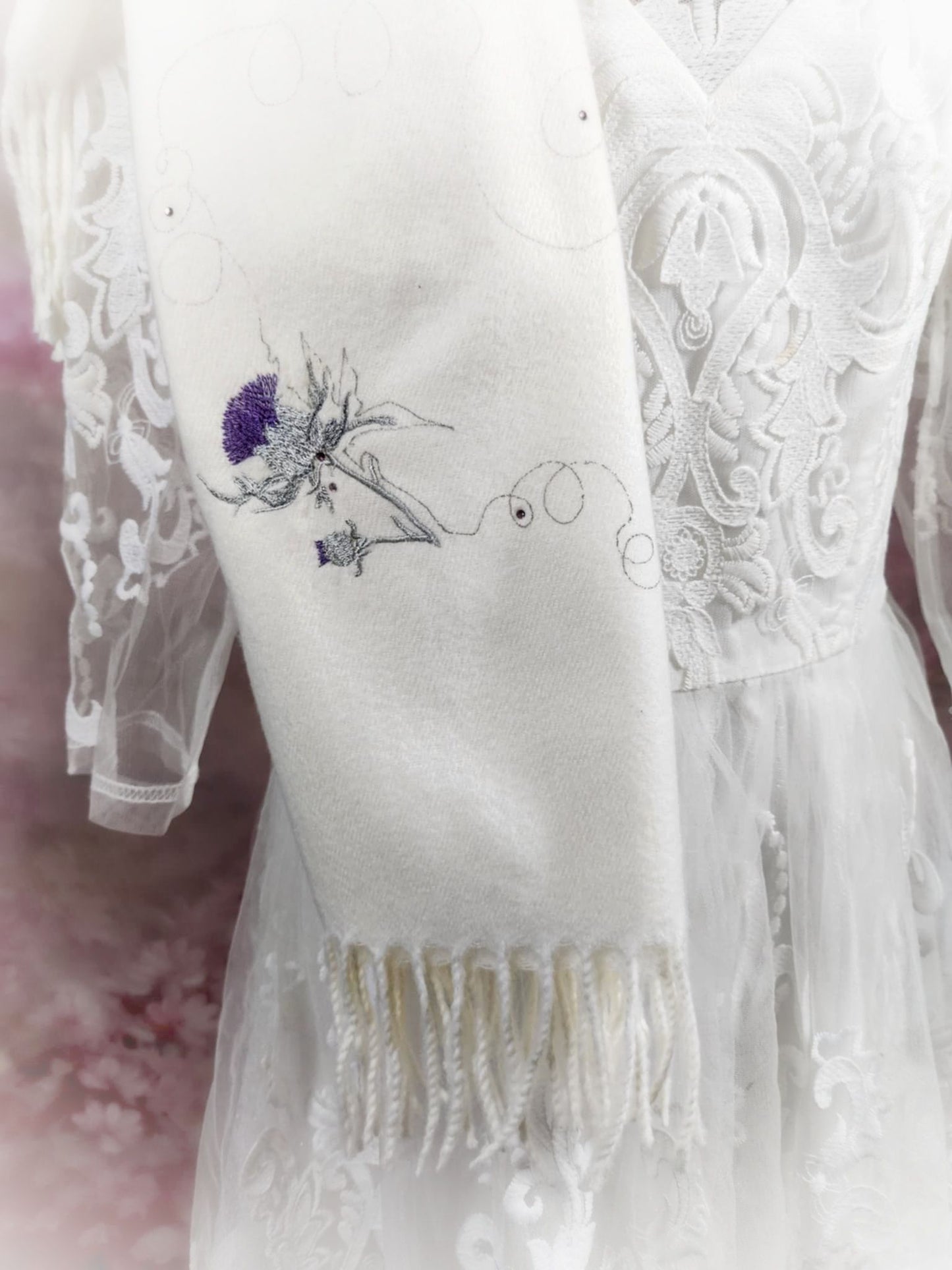 Wedding Scarf (Embroidered Thistle)