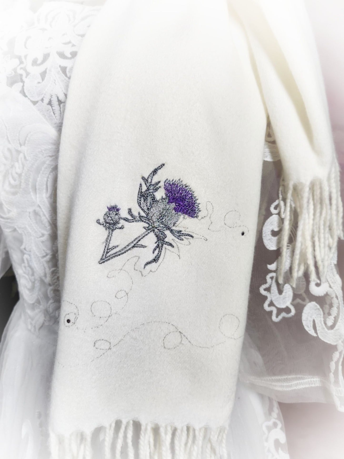 Wedding Scarf (Embroidered Thistle)