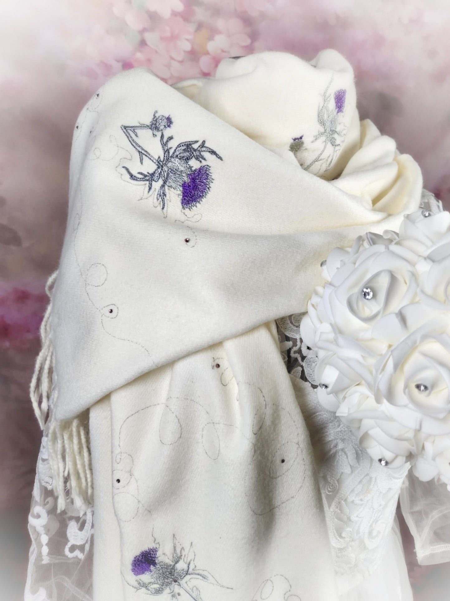 Wedding Scarf (Embroidered Thistle)
