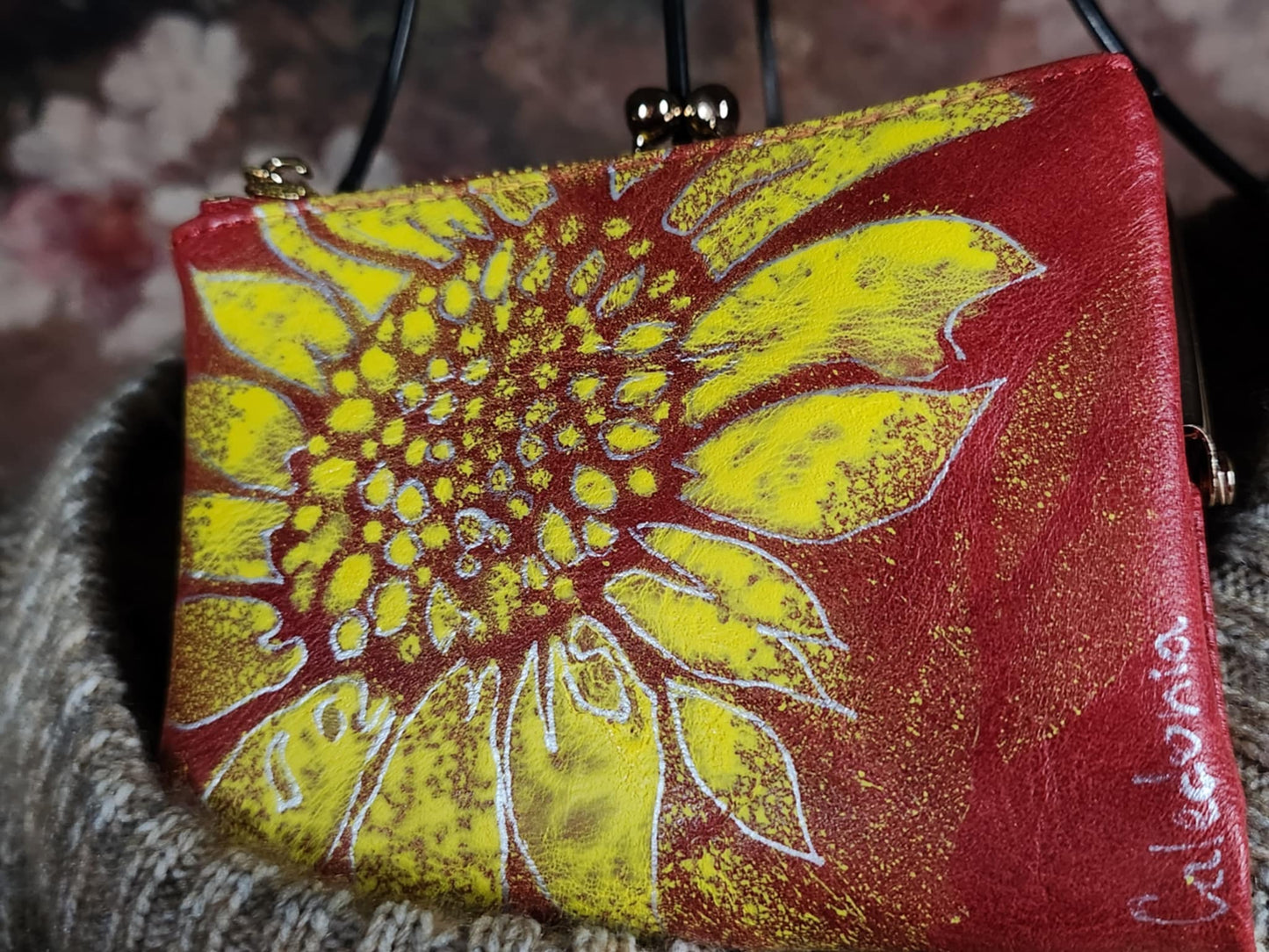 Sunflower Purse (Handpainted) (Red)