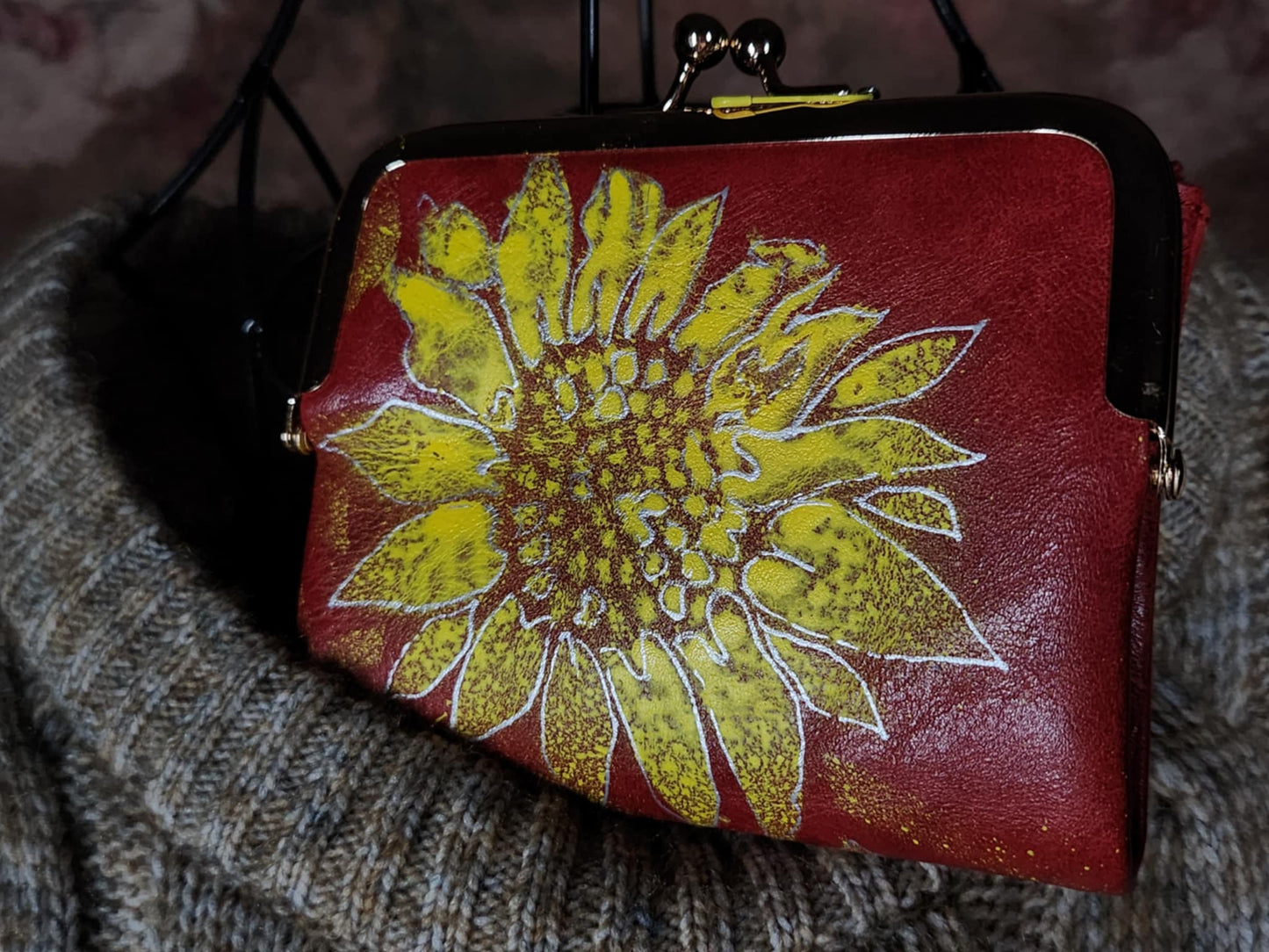 Sunflower Purse (Handpainted) (Red)