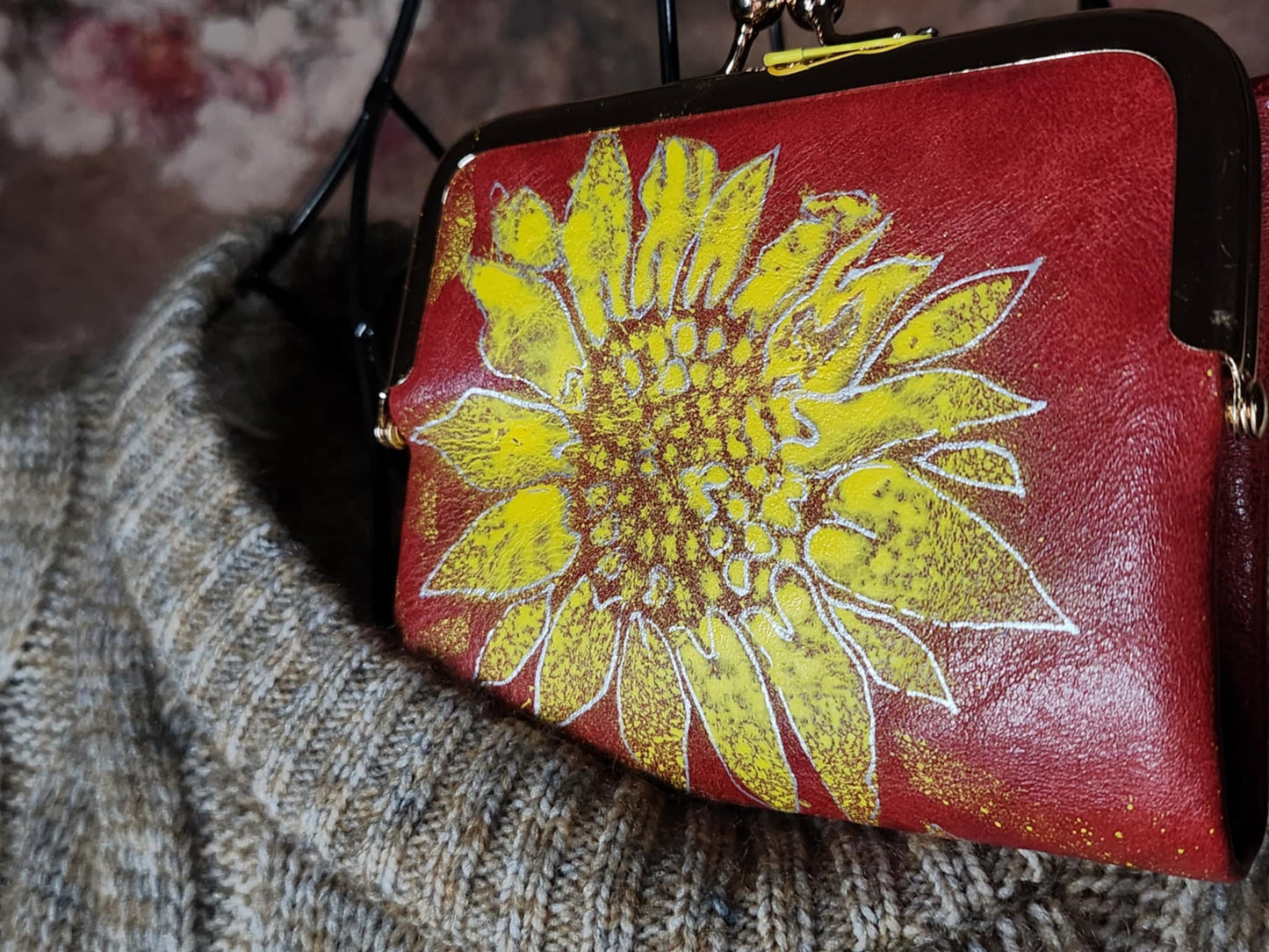 Sunflower Purse (Handpainted) (Red)