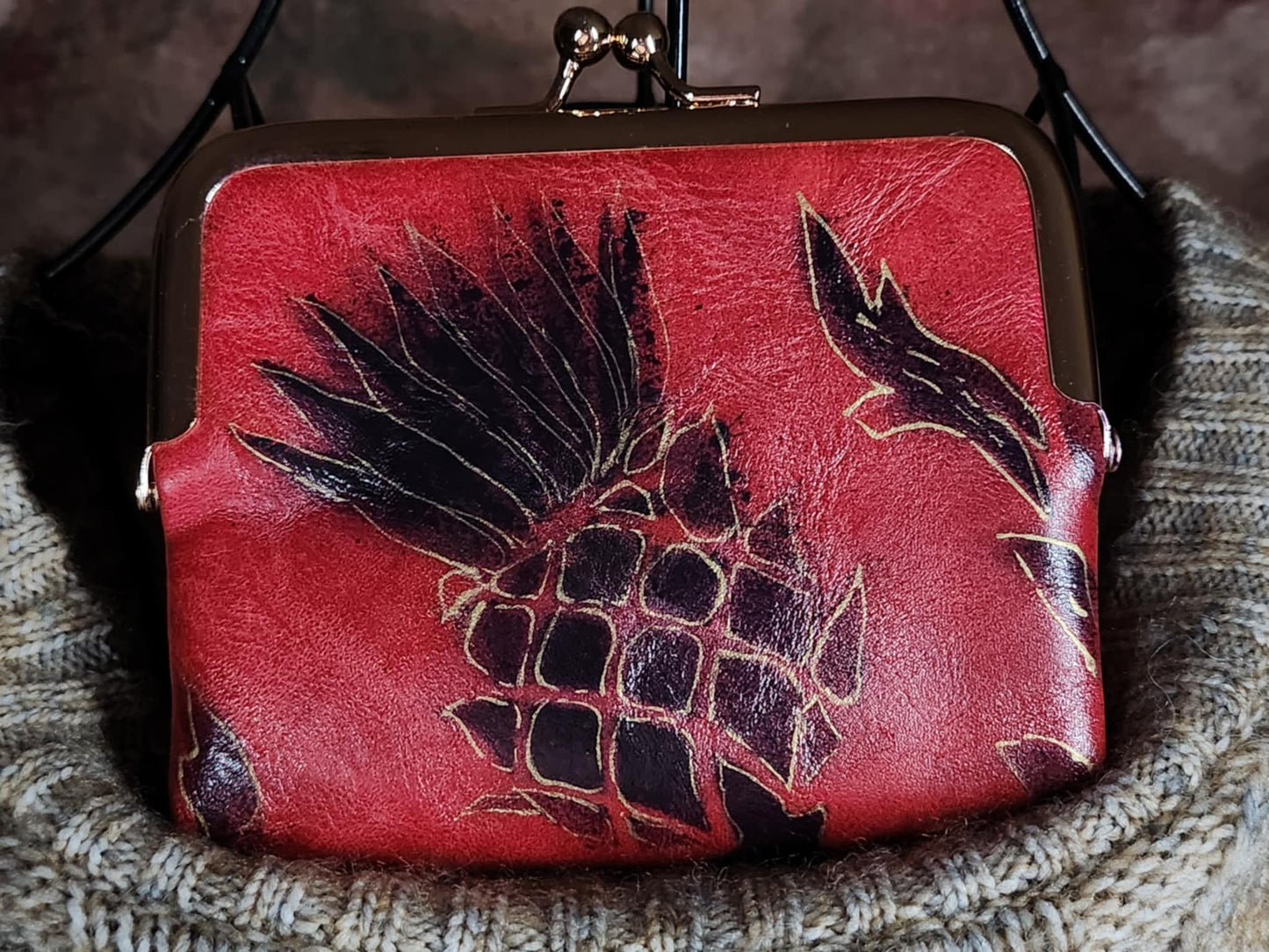 Scottish Thistle Purse (Handpainted) (Red)