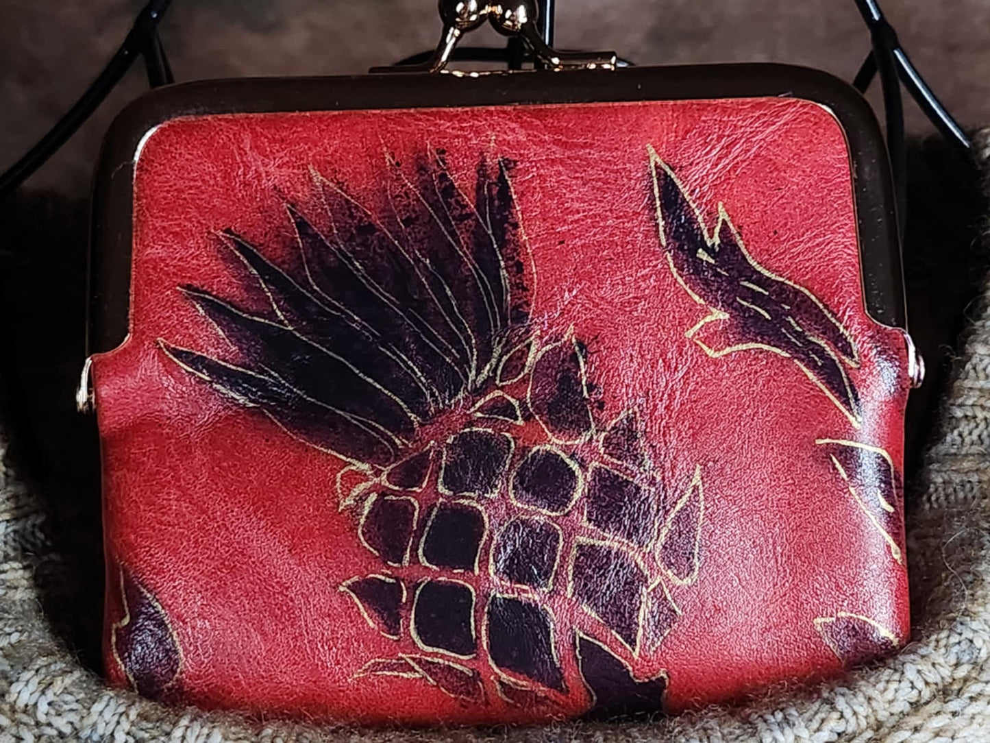 Scottish Thistle Purse (Handpainted) (Red)