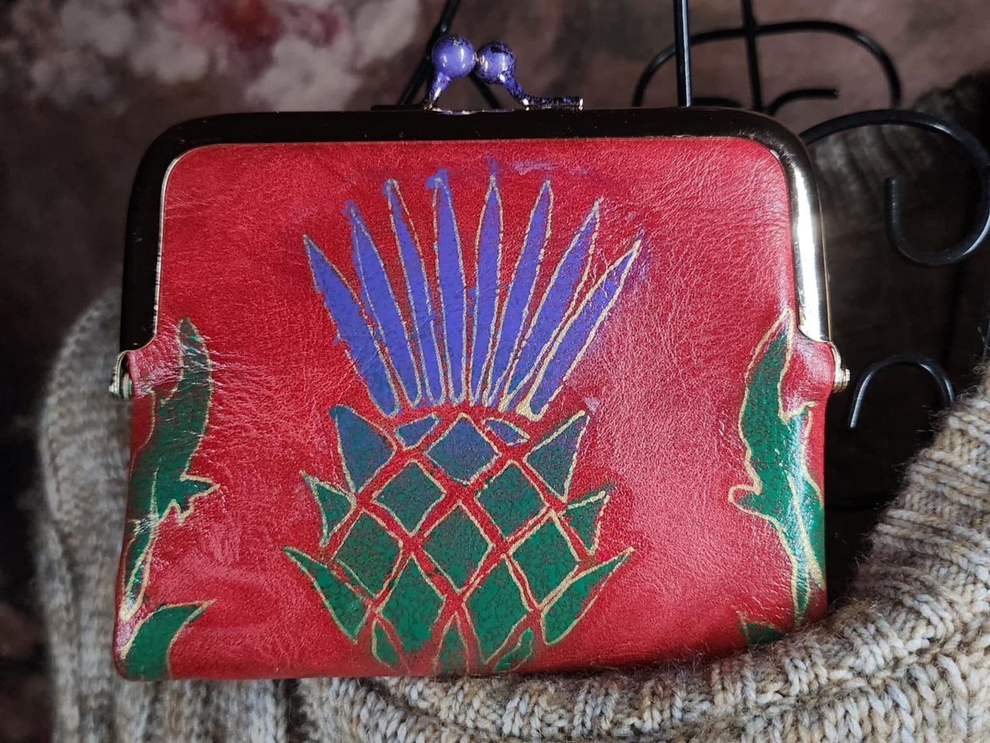 Scottish Thistle Purse (Handpainted)
