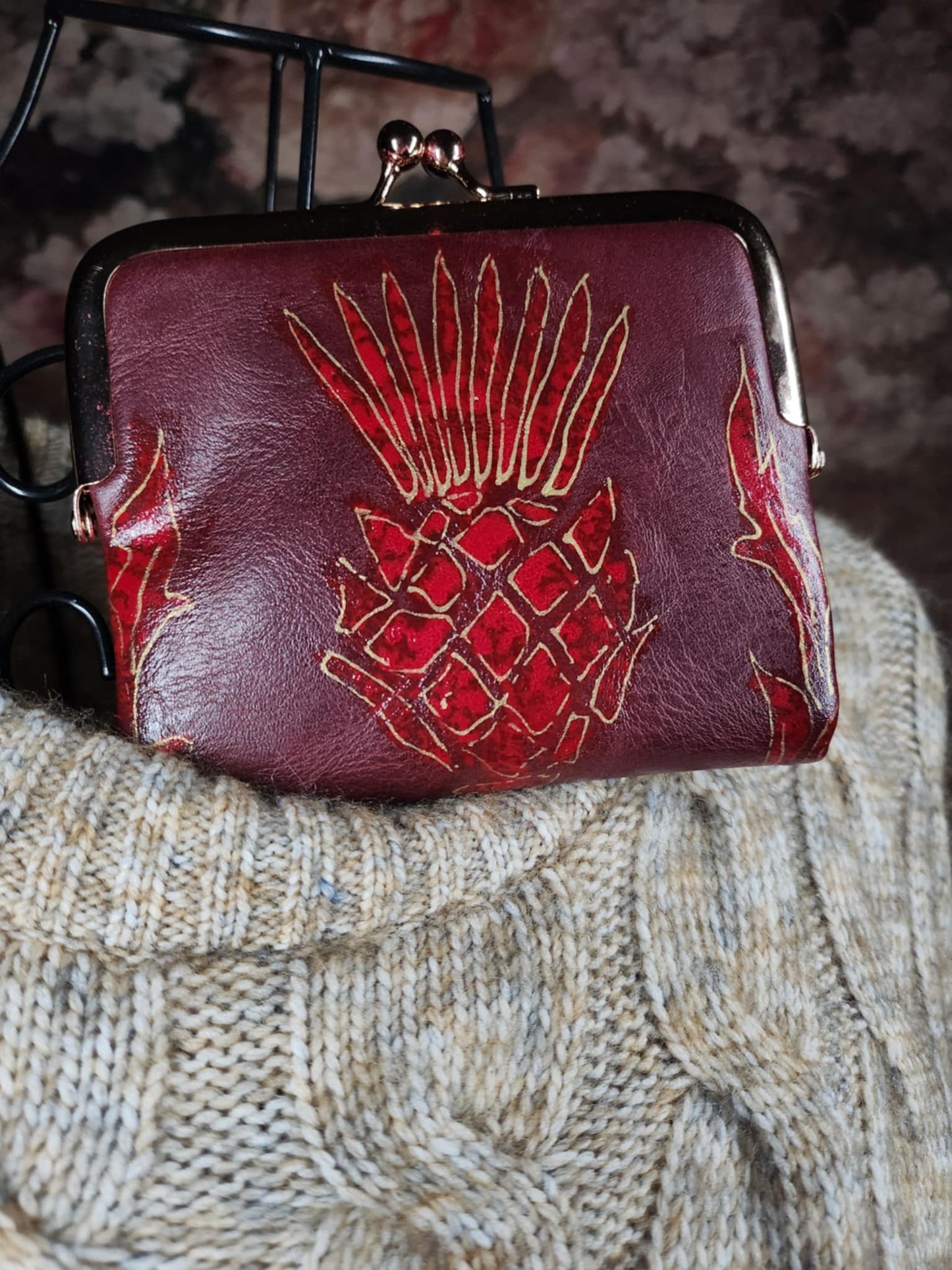Scottish Thistle Purse (Handpainted)