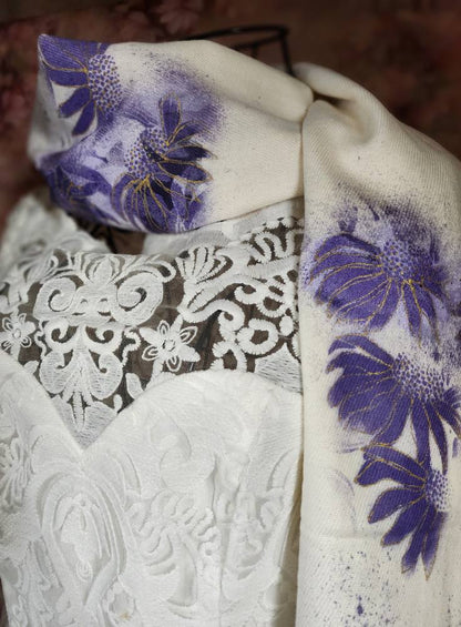 Wedding Scarf (Handpainted Thistle)