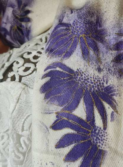 Wedding Scarf (Handpainted Thistle)